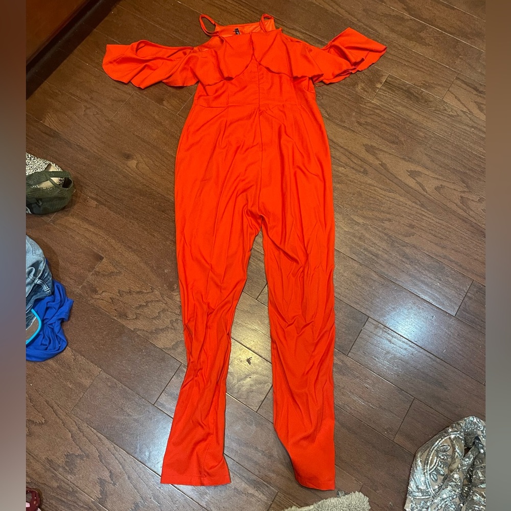 Influence Orange Cold Shoulder romper Jumpsuit Size 14